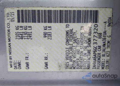 2016 Nissan Maxima 3.5 Platinum z USA, uszkodzony, nr VIN 1N4AA6AP6GC377320